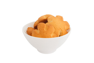 Handmade cookies made from Shortcrust pastry in the bowl, isolated