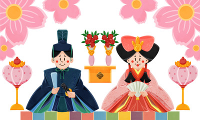 ひな祭りお雛様とお内裏様のひな人形