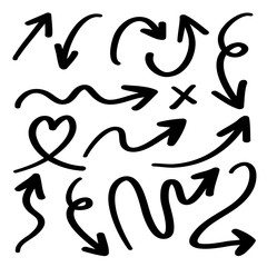 Hand drawn arrow vector icons set. sketch arrow design for business plan and education.