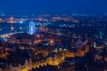 View of the city of Gdansk from the tower of St. Mary's Basilica.