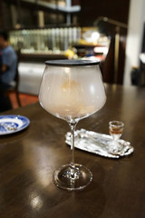 Gastronomy dessert served in wine glass
