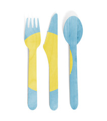 Eco friendly wooden cutlery - Plastic free concept - Flag of Palau