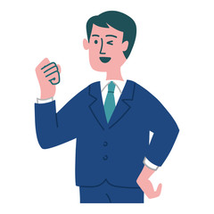 スーツ　男性　拳を握った