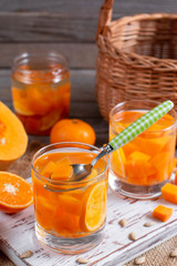 Fresh pumpkin juice with mandarin