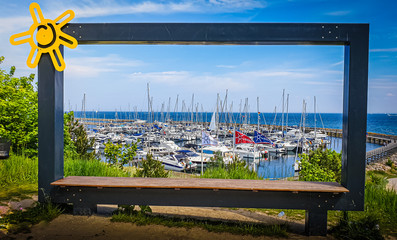Blick auf den Hafen von Damp an der Ostsee