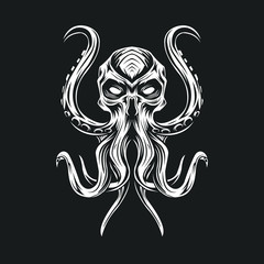 skull head black and white vector illustration design