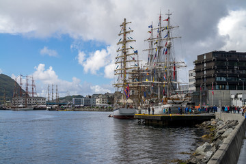 Alesung harbor during tall ship race, Norway