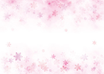 雪のフレーム　水彩　青