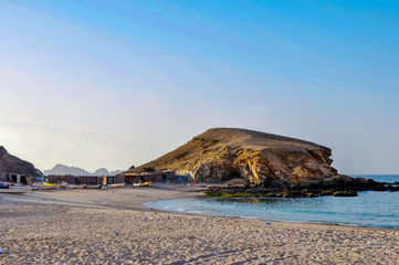 Fishermen hut house on seashore in the Oman