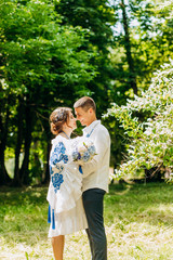 Fototapeta premium Ukrainian wedding in traditional embroideries.