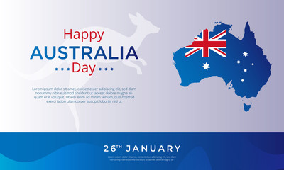 Obraz na płótnie Canvas Happy Australia day background with flag/map of Australia . Vector illustration - Vector