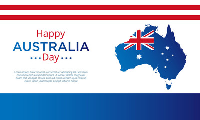 Obraz na płótnie Canvas Happy Australia day background with flag/map of Australia . Vector illustration - Vector