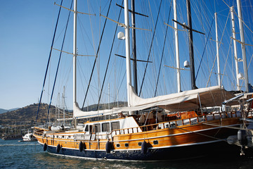 A beautiful large wooden sailing yacht