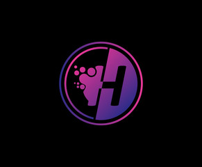 Dotted H Letter Techno Logo.