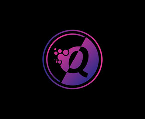 Dotted Q Letter Techno Logo.