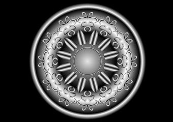 Metallic mandala on black background