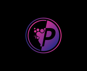 Dotted P Letter Techno Logo.