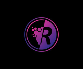 Dotted R Letter Techno Logo.