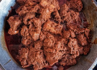 cooked rendang indonesian food