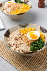 dry noodle corn with vegetable food background 