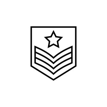 military rank badge icon in trendy flat design