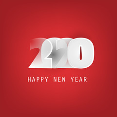 Red, White and Grey New Year Card, Cover or Background Design Template - 2020