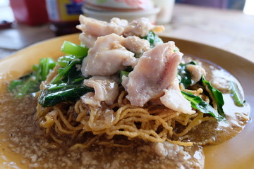 Fried noodle with pork and broccoli,The Best Thai Dishes, Wide Rice Noodles Pork in Thick Gravy,