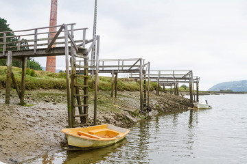 Fototapeta premium Wooden docks in Urdaibai area, in Vizcaya, Spain