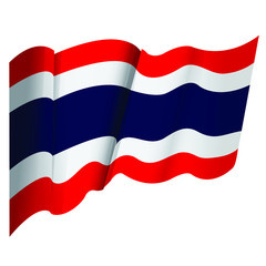 3d Illustration A Waving Thailand Flag On White Background.