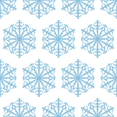 Fototapeta na wymiar Snowflakes seamless pattern - vector background for continuous replicate.