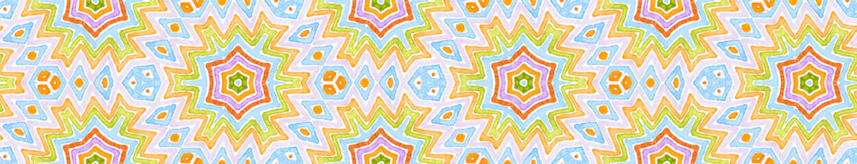 Colorful Seamless Border Scroll. Geometric Waterco