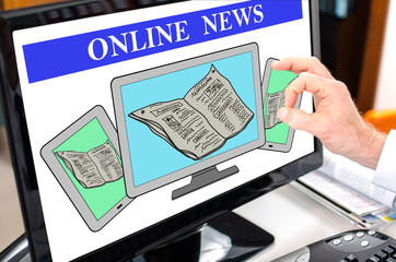 Online news concept on a computer monitor