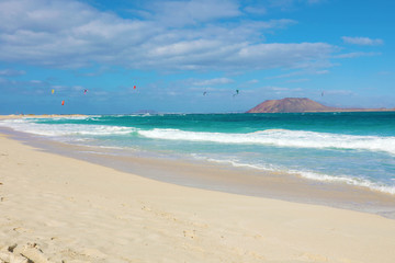 Stunning view of Corralejo Dunas beach, Fuerteventura, Canary Islands