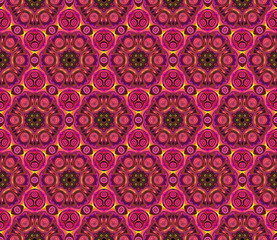 Abstract bright kaleidoscope symmetric pattern on a black background.