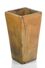 old Terracotta flower pot on white background