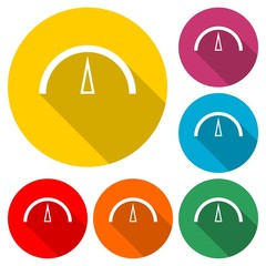 Speedometer icon with long shadow