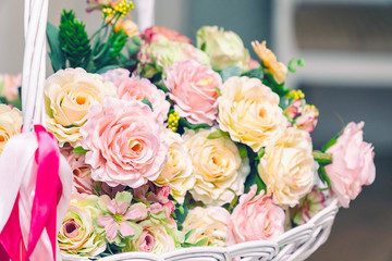 Bouquet of artificial pink roses