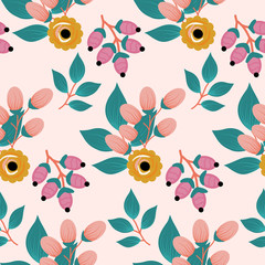 yellow boho roses in a seamless pattern design