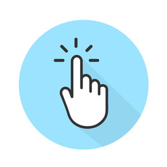 Clicking finger icon, hand pointer on white background vector