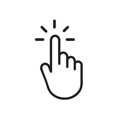 Clicking finger icon, hand pointer on white background vector