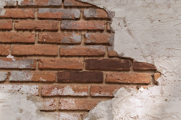 Old red brick block and old cement wall for background (Vintage style)