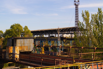 Fototapeta premium Production. The old factory. Rusty manufacturing equipment. Old Industrial Facility.