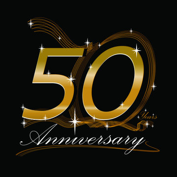 50 Years Gold Anniversary Celebration On Black Background