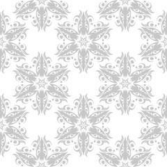 Floral seamless pattern. Gray and white background