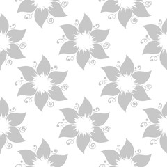 Motif floral sans soudure gris sur fond blanc