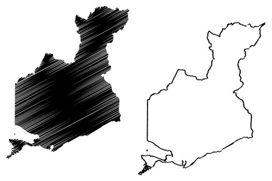 Autonomous Municipality of Guayama (Commonwealth of Puerto Rico, Porto Rico, PR, Unincorporated territories of the United States) map vector illustration, scribble sketch Guayama map