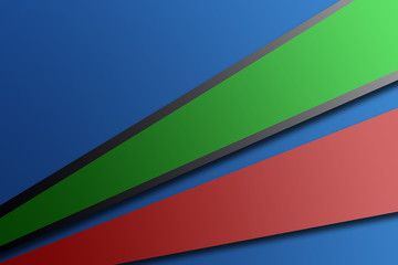 Fondo con barras en perspectiva de color azul, verde, y rojo.