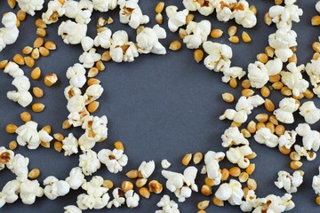 Popcorn on a black background
