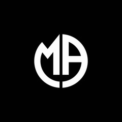 MA monogram logo circle ribbon style design template