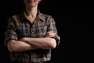 Girl in a work shirt, a symbol of feminism and gender equality